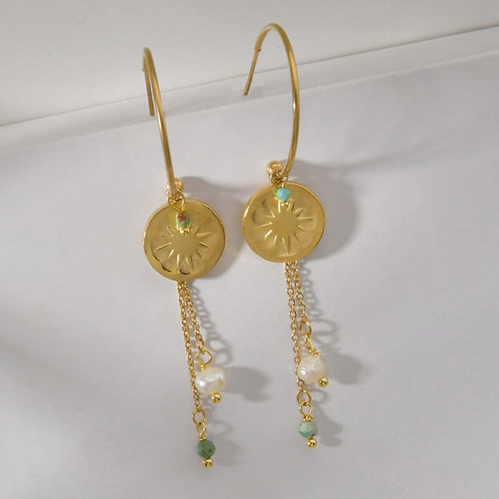 Wholesale pearl shell earrings temperament Turquoise Leaf Earrings JDC-ES-RXSFL009 Earrings 尚芙乐 SE249 Wholesale Jewelry JoyasDeChina Joyas De China