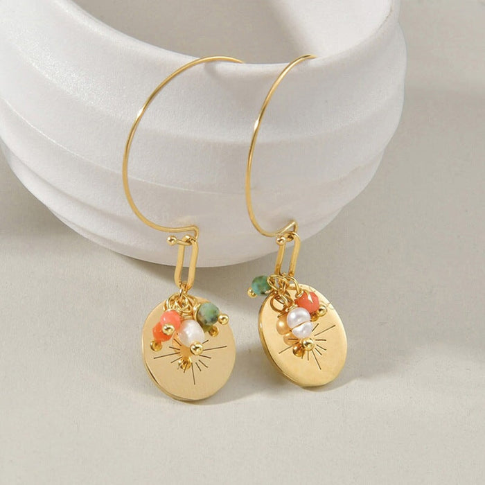 Wholesale pearl shell earrings temperament Turquoise Leaf Earrings JDC-ES-RXSFL009 Earrings 尚芙乐 SE255 Wholesale Jewelry JoyasDeChina Joyas De China