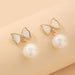 Wholesale pearl shell plating alloy butterfly earrings JDC-ES-GSJQ014 Earrings JoyasDeChina Silver Post-Golden Bow Wholesale Jewelry JoyasDeChina Joyas De China