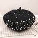 Wholesale pearl wool beret JDC-FH-XLONG001 Fashionhat 新隆 black one size Wholesale Jewelry JoyasDeChina Joyas De China