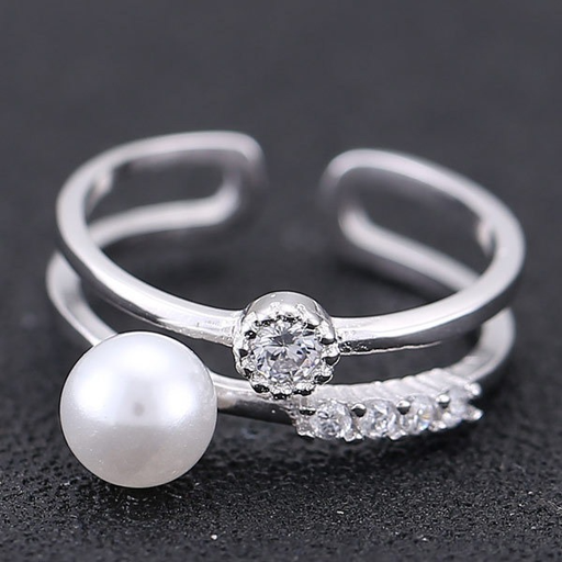 Bulk Jewelry Wholesale pearl zircon Silver Rings JDC-RS-wy051 Wholesale factory from China YIWU China