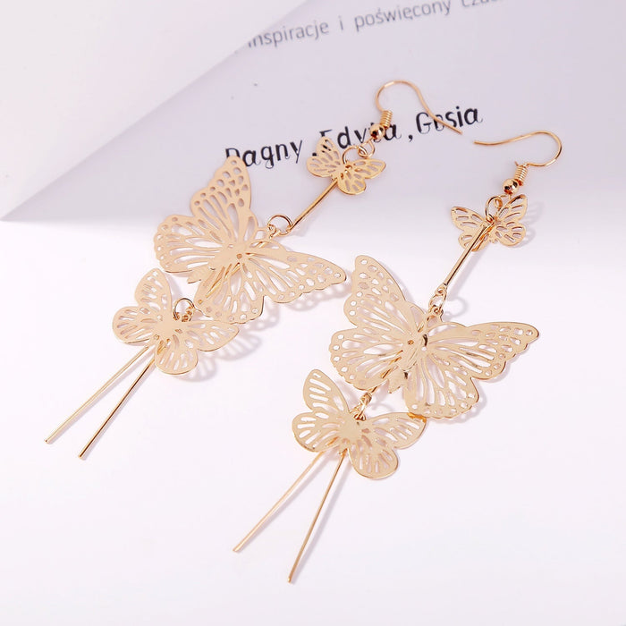 Wholesale pentagram diamond pearl flower butterfly alloy earrings JDC-ES-ManY017 Earrings 满溢 Wholesale Jewelry JoyasDeChina Joyas De China