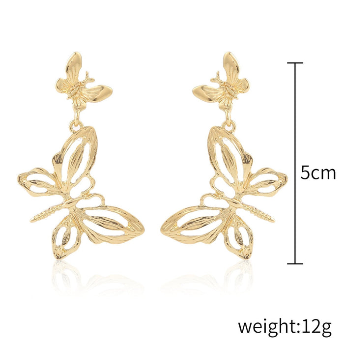 Wholesale pentagram diamond pearl flower butterfly alloy earrings JDC-ES-ManY017 Earrings 满溢 Wholesale Jewelry JoyasDeChina Joyas De China