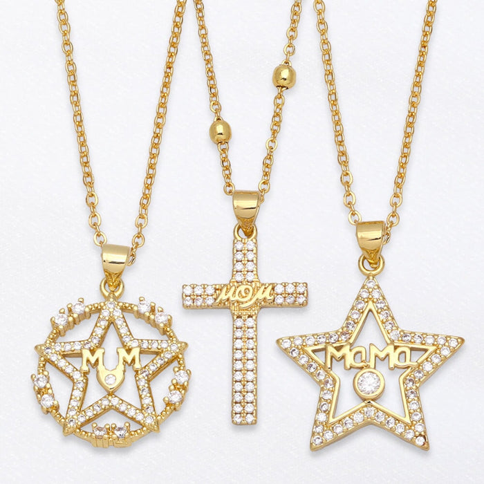 Wholesale pentagram Mother's Day Necklace JDC-NE-AOS001 Necklaces 翱昇 Wholesale Jewelry JoyasDeChina Joyas De China