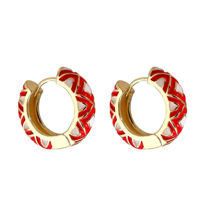 Wholesale personalized drop glaze Fashion Design hoop earrings JDC-ES-GSJR023 Earrings JoyasDeChina red Wholesale Jewelry JoyasDeChina Joyas De China