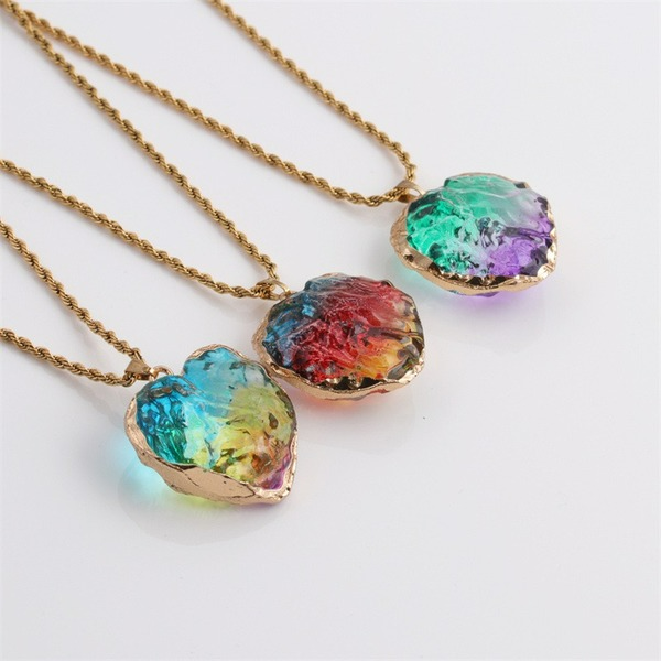 Wholesale personalized geometric peach heart crystal jewelry necklace JDC-NE-ML065 NECKLACE JoyasDeChina Wholesale Jewelry JoyasDeChina Joyas De China