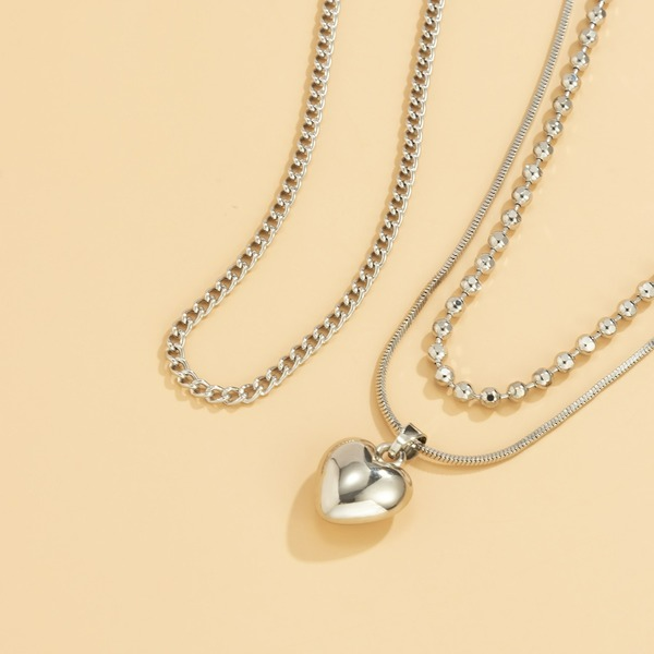 Wholesale personalized heart-shaped multi-layer tassel Chain Necklace JDC-NE-KJ068 NECKLACE JoyasDeChina Wholesale Jewelry JoyasDeChina Joyas De China