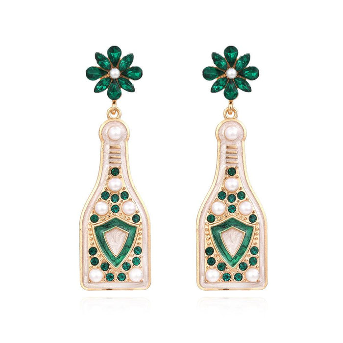 Wholesale personalized long color diamond wine bottle Earrings JDC-ES-MY072 Earrings JoyasDeChina green Wholesale Jewelry JoyasDeChina Joyas De China