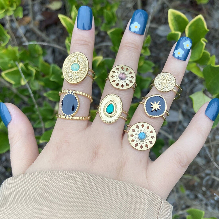 Wholesale personalized natural stone stainless steel ring female JDC-RS-Bingm012 Rings 冰萌 Wholesale Jewelry JoyasDeChina Joyas De China