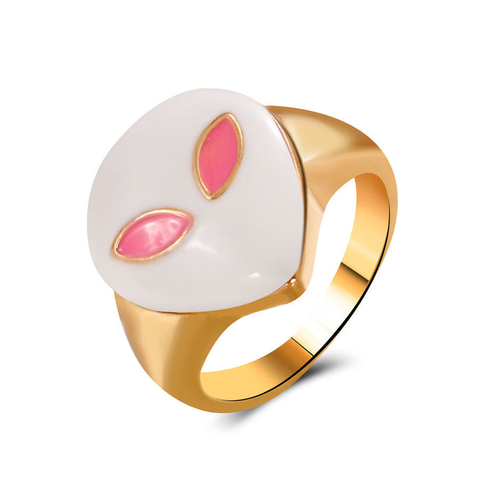 Wholesale personalized retro oil dripping geometric ring JDC-RS-A409 Rings JoyasDeChina 03KC gold # white G-455 Wholesale Jewelry JoyasDeChina Joyas De China