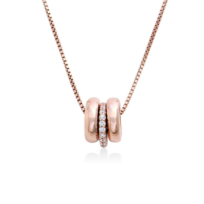 Wholesale personalized ring diamond mother's Day Necklace JDC-NE-Mail017 Necklaces 麦伦 rose gold color + lettering Wholesale Jewelry JoyasDeChina Joyas De China