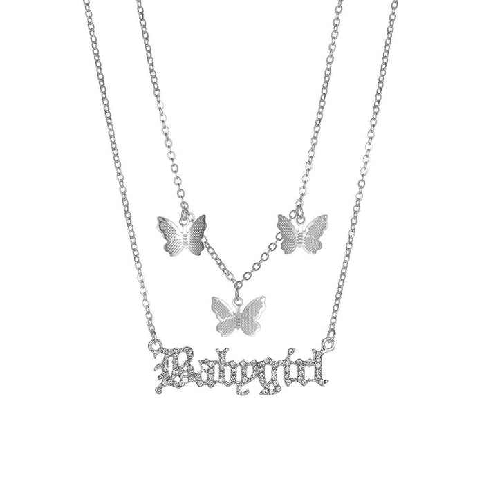 Wholesale personalized simple multi-layer Butterfly Necklace JDC-NE-YiD001 necklaces 宜达 Wholesale Jewelry JoyasDeChina Joyas De China