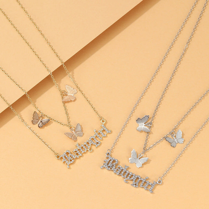 Wholesale personalized simple multi-layer Butterfly Necklace JDC-NE-YiD001 necklaces 宜达 Wholesale Jewelry JoyasDeChina Joyas De China
