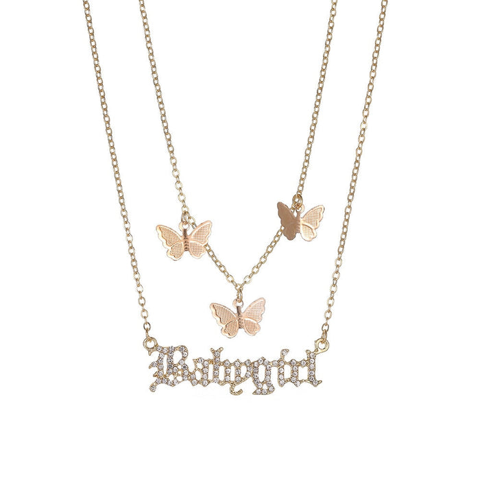 Wholesale personalized simple multi-layer Butterfly Necklace JDC-NE-YiD001 necklaces 宜达 Wholesale Jewelry JoyasDeChina Joyas De China
