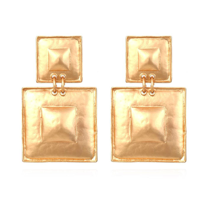 Wholesale personalized stereo geometric Square Earrings JDC-ES-MY002 Earrings JoyasDeChina golden Wholesale Jewelry JoyasDeChina Joyas De China
