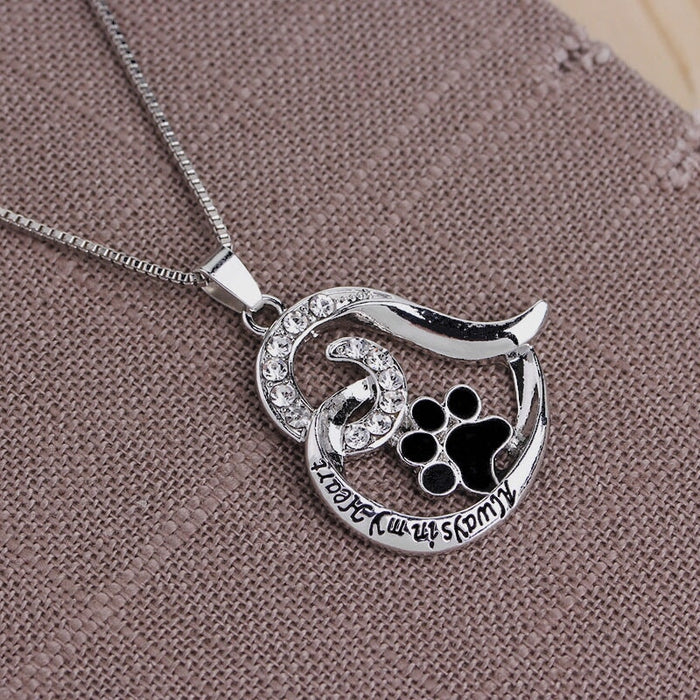 Wholesale pet dog paw cutout love footprint alloy necklace JDC-NE-LangT007 Necklaces 阆天 Wholesale Jewelry JoyasDeChina Joyas De China