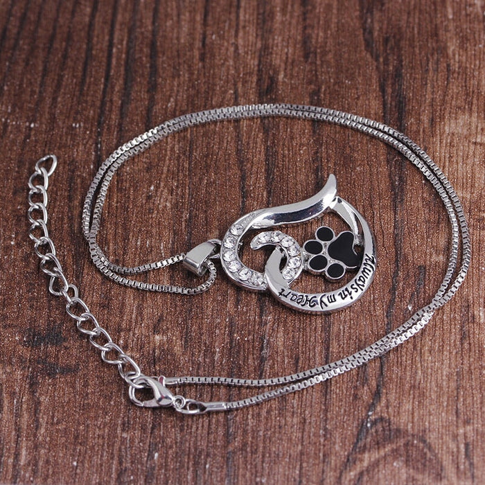Wholesale pet dog paw cutout love footprint alloy necklace JDC-NE-LangT007 Necklaces 阆天 Wholesale Jewelry JoyasDeChina Joyas De China