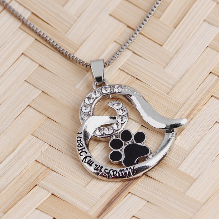 Wholesale pet dog paw cutout love footprint alloy necklace JDC-NE-LangT007 Necklaces 阆天 Wholesale Jewelry JoyasDeChina Joyas De China