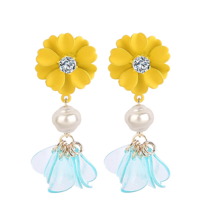 Wholesale petal flower tassel alloy earrings JDC-ES-ManY012 Earrings 满溢 2 Wholesale Jewelry JoyasDeChina Joyas De China