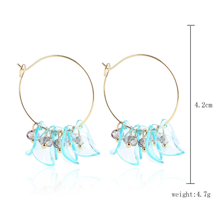 Wholesale petal flower tassel alloy earrings JDC-ES-ManY012 Earrings 满溢 Wholesale Jewelry JoyasDeChina Joyas De China