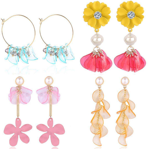 Wholesale petal flower tassel alloy earrings JDC-ES-ManY012 Earrings 满溢 Wholesale Jewelry JoyasDeChina Joyas De China