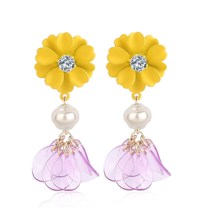 Wholesale petal flower tassel alloy earrings JDC-ES-ManY012 Earrings 满溢 Wholesale Jewelry JoyasDeChina Joyas De China