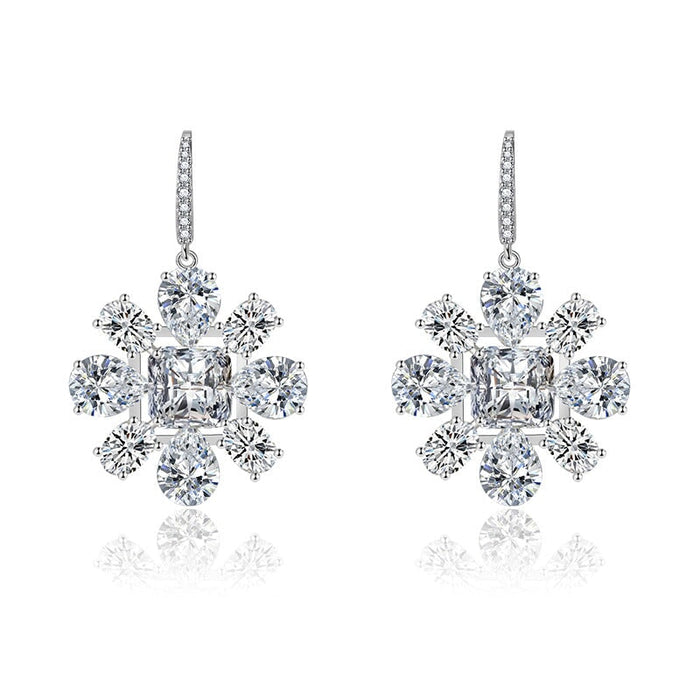 Wholesale petal long silver plated earrings JDC-ES-BZ003 Earrings 标志 Wholesale Jewelry JoyasDeChina Joyas De China