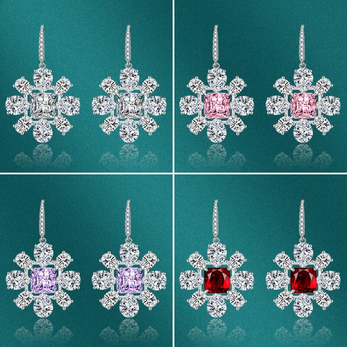 Wholesale petal long silver plated earrings JDC-ES-BZ003 Earrings 标志 Wholesale Jewelry JoyasDeChina Joyas De China