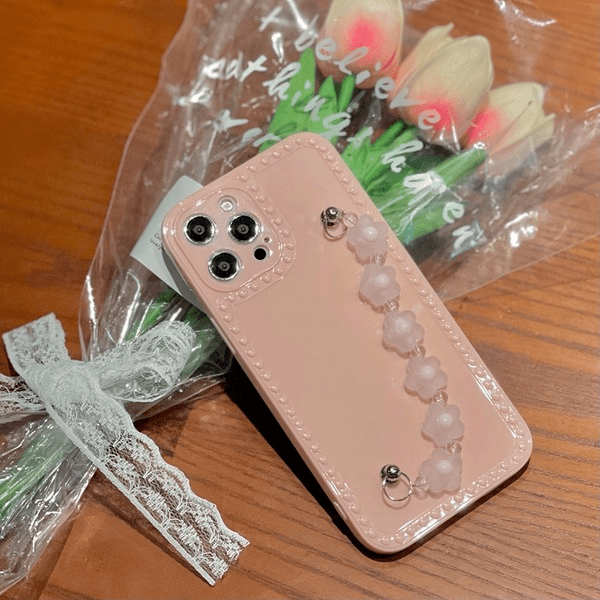 Wholesale phone case silicone Pink flower chain JDC-PC-YPM007 phone case JoyasDeChina Wholesale Jewelry JoyasDeChina Joyas De China