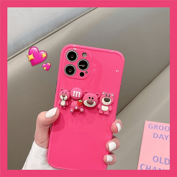 Wholesale phone case silicone Rose red three-dimensional bear JDC-PC-YPM004 phone case JoyasDeChina Wholesale Jewelry JoyasDeChina Joyas De China