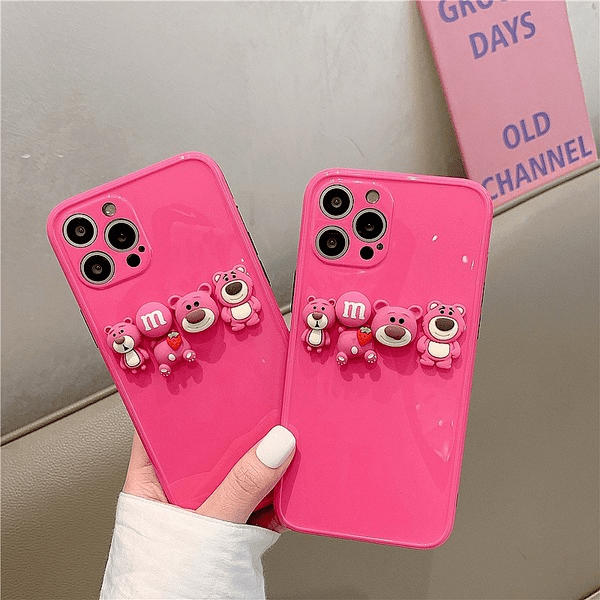 Wholesale phone case silicone Rose red three-dimensional bear JDC-PC-YPM004 phone case JoyasDeChina Wholesale Jewelry JoyasDeChina Joyas De China