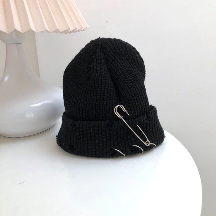 Wholesale Pin Acrylic Knitted Hat JDC-FH-NLS003 Fashionhat 倪罗诗 black 55-58cm Wholesale Jewelry JoyasDeChina Joyas De China