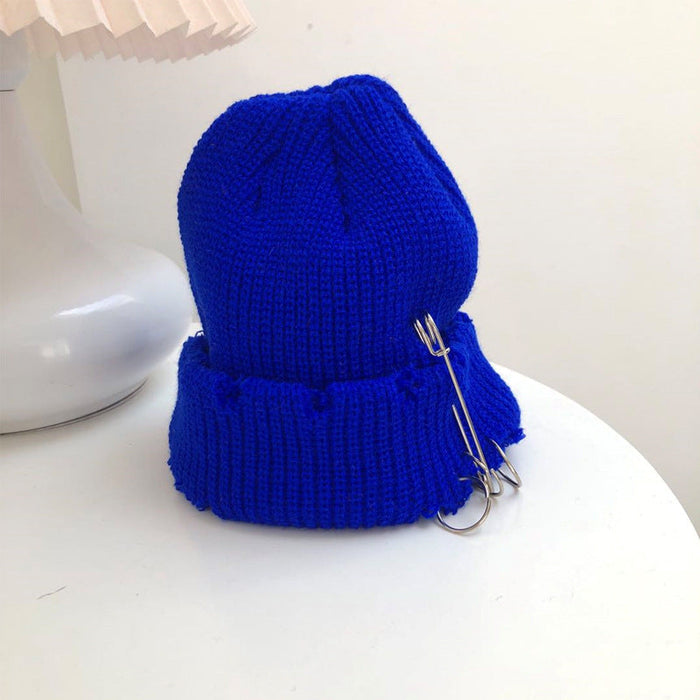 Wholesale Pin Acrylic Knitted Hat JDC-FH-NLS003 Fashionhat 倪罗诗 blue A 55-58cm Wholesale Jewelry JoyasDeChina Joyas De China