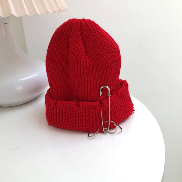 Wholesale Pin Acrylic Knitted Hat JDC-FH-NLS003 Fashionhat 倪罗诗 red 55-58cm Wholesale Jewelry JoyasDeChina Joyas De China