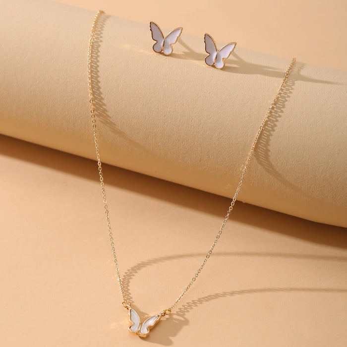 Wholesale pink alloy butterfly necklace JDC-NE-F604 Necklaces 韩之尚 52171 Wholesale Jewelry JoyasDeChina Joyas De China