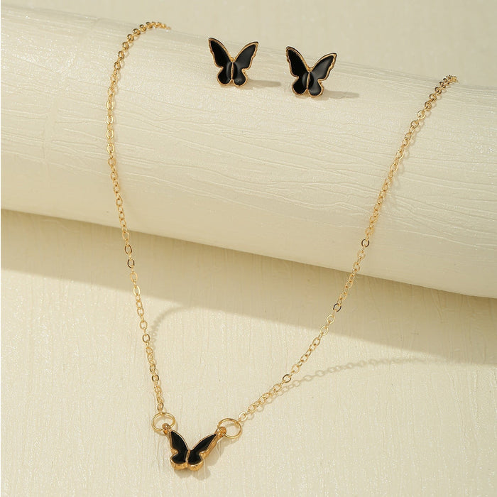 Wholesale pink alloy butterfly necklace JDC-NE-F604 Necklaces 韩之尚 Wholesale Jewelry JoyasDeChina Joyas De China