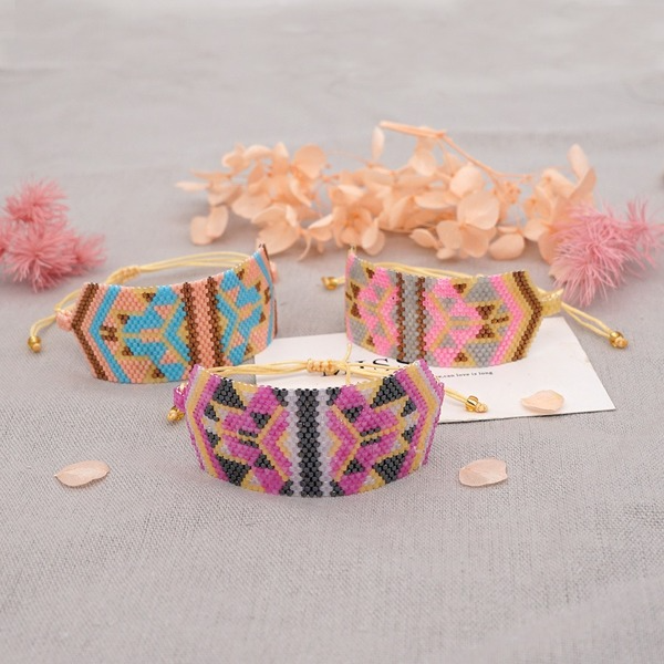 Bulk Jewelry Wholesale pink bohemian folk beads woven geometric bracelets JDC-gbh300 Wholesale factory from China YIWU China