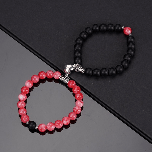 Wholesale Pink couple bracelet love magnet attracts agate natural stone JDC-BT-Yongy002 Bracelet 永依 Wholesale Jewelry JoyasDeChina Joyas De China
