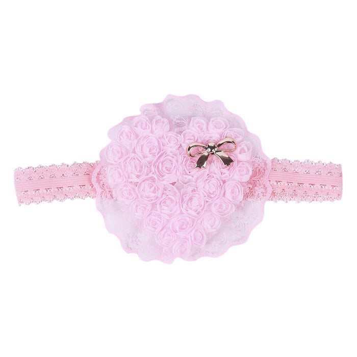 Wholesale pink fabric kids love lace elastic headband JDC-HD-GSQN033 Headband 丘诺 Pink Wholesale Jewelry JoyasDeChina Joyas De China