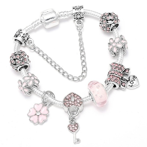 Wholesale Pink Flower Alloy Bracelet JDC-BT-XingL013 Bracelet 星銮 Wholesale Jewelry JoyasDeChina Joyas De China