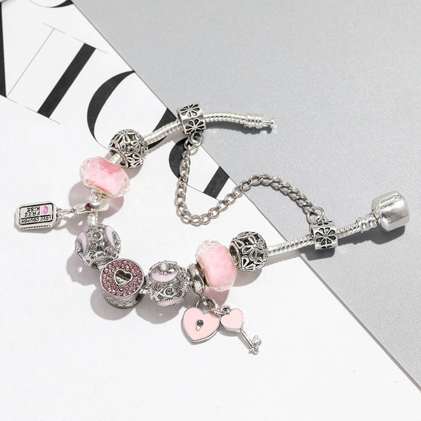 Wholesale Pink Heart Alloy Bracelet JDC-BT-XingL015 Bracelet 星銮 16cm Wholesale Jewelry JoyasDeChina Joyas De China