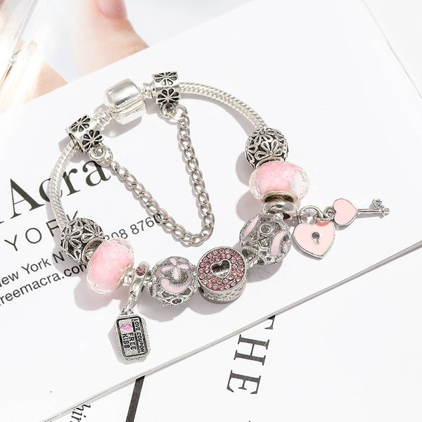 Wholesale Pink Heart Alloy Bracelet JDC-BT-XingL015 Bracelet 星銮 Wholesale Jewelry JoyasDeChina Joyas De China