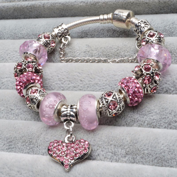 Wholesale Pink Heart Alloy Bracelet JDC-BT-XingL020 Bracelet 星銮 16cm Wholesale Jewelry JoyasDeChina Joyas De China