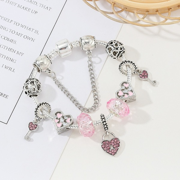 wholesale pink heart alloy bracelet women JDC-BT-XingL014 Bracelet 星銮 16cm Wholesale Jewelry JoyasDeChina Joyas De China