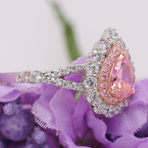 Wholesale Pink Heart Diamond copper rings JDC-RS-WN-002 Rings 薇妮 Wholesale Jewelry JoyasDeChina Joyas De China