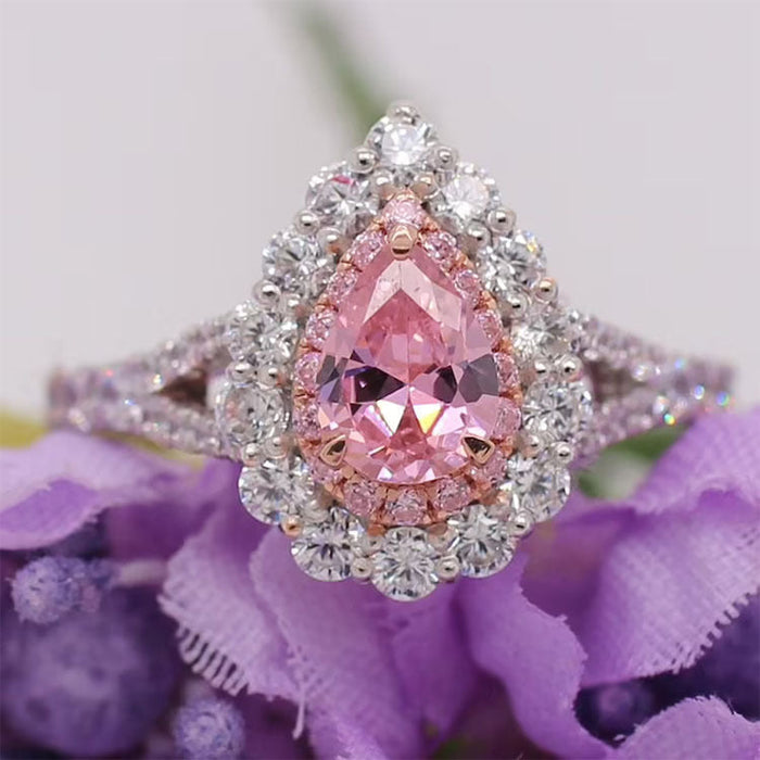 Wholesale Pink Heart Diamond copper rings JDC-RS-WN-002 Rings 薇妮 AJZ4074 6 Wholesale Jewelry JoyasDeChina Joyas De China