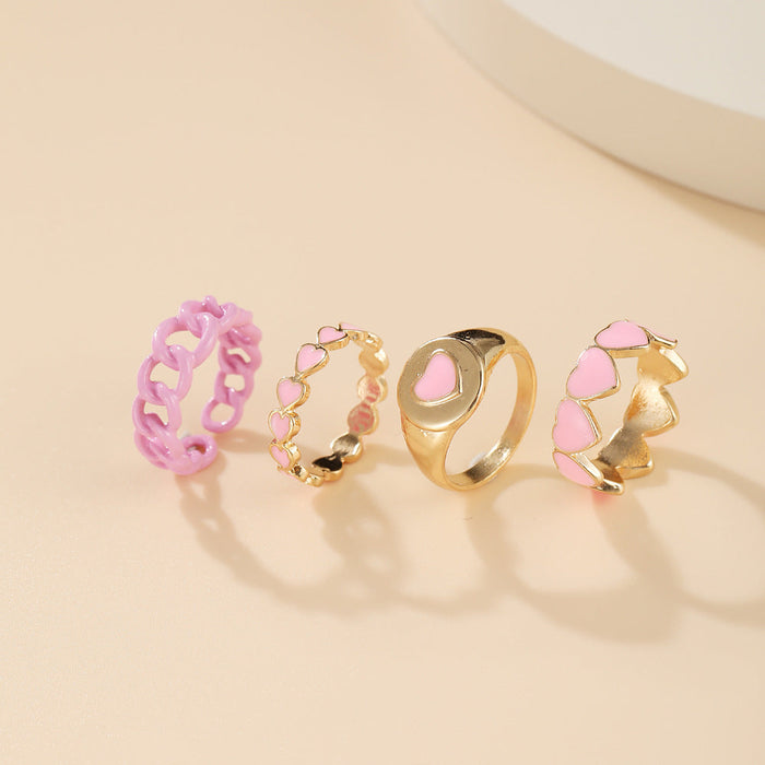 Wholesale pink love alloy rings set JDC-RS-F566 Rings JoyasDeChina 54229 Wholesale Jewelry JoyasDeChina Joyas De China