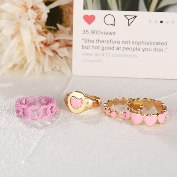 Wholesale pink love alloy rings set JDC-RS-F566 Rings JoyasDeChina Wholesale Jewelry JoyasDeChina Joyas De China