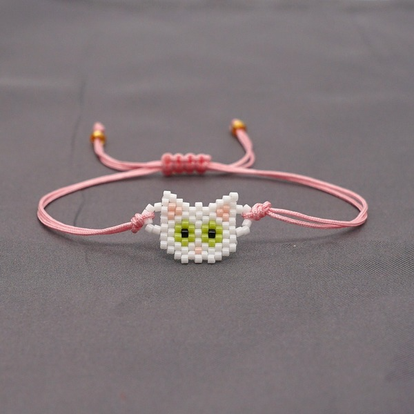 Bulk Jewelry Wholesale pink Miyuki rice beads handmade cute kitty bracelet JDC-gbh362 Wholesale factory from China YIWU China