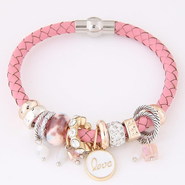 Wholesale pink multi-element matching leather bracelet JDC-BT-RXWY007 Bracelet JoyasDeChina Wholesale Jewelry JoyasDeChina Joyas De China